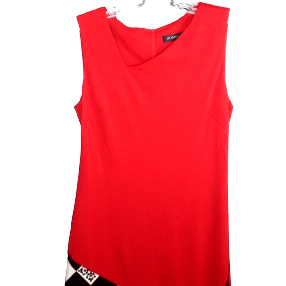 Homeyee Checkered Sleeveless Red Dress Size 8 - Picture 3 of 8
